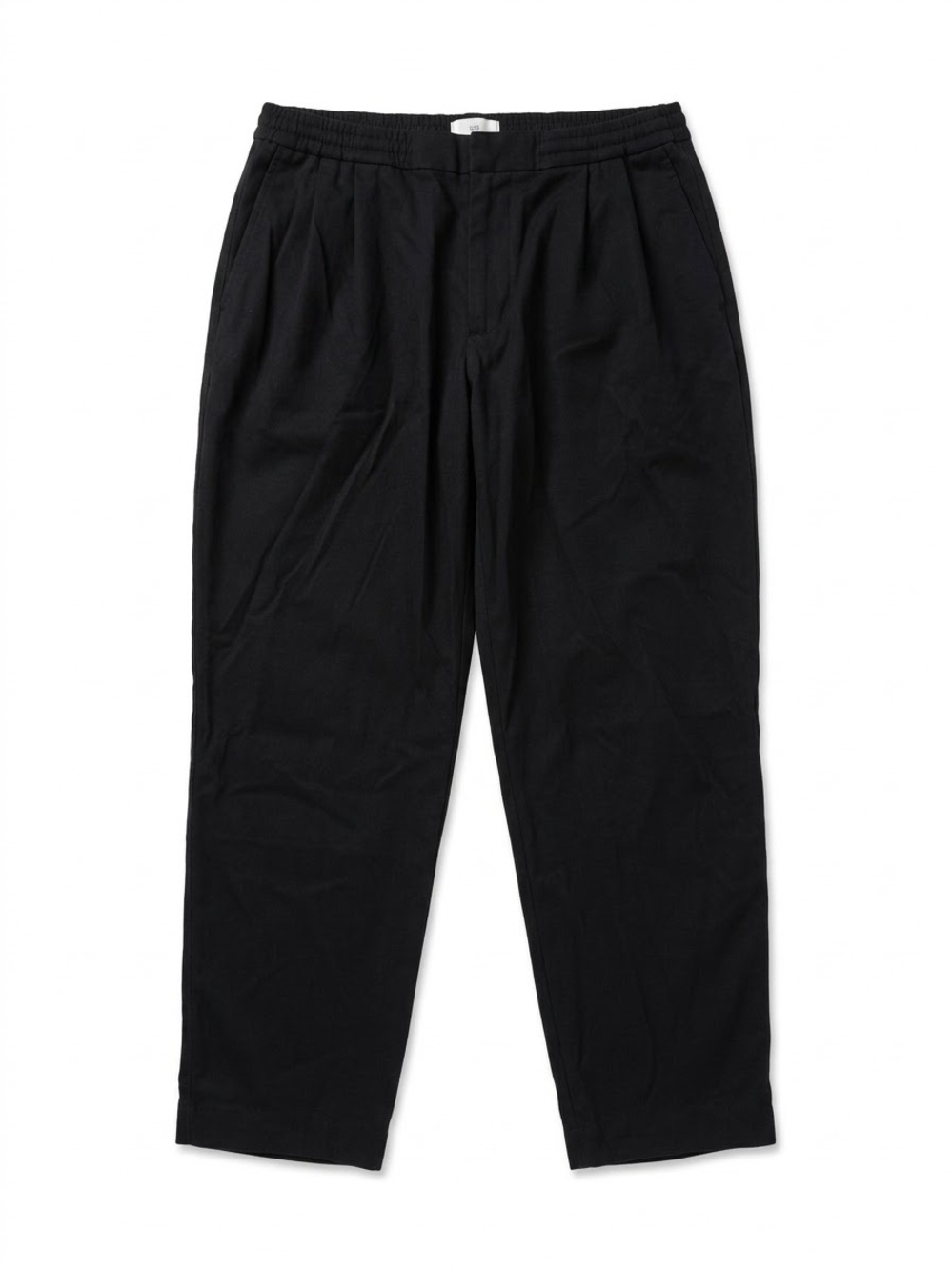 H&M Black Pleated Ankle Trousers Elastic Waist Wool Blend Size 12